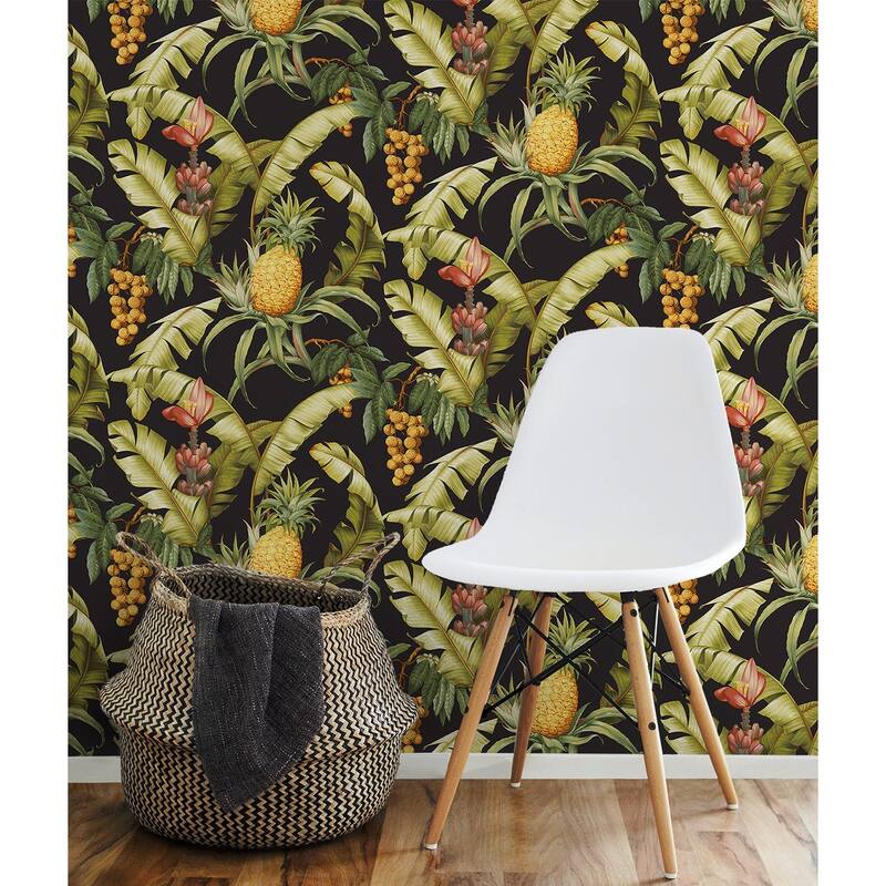 NextWall Pineapple Floral Peel and Stick Wallpaper