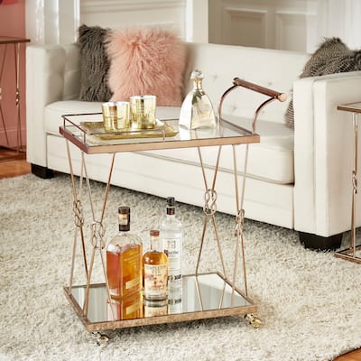 Sandiacre Champagne Gold Reef Knot Frame Bar Cart by iNSPIRE Q Bold