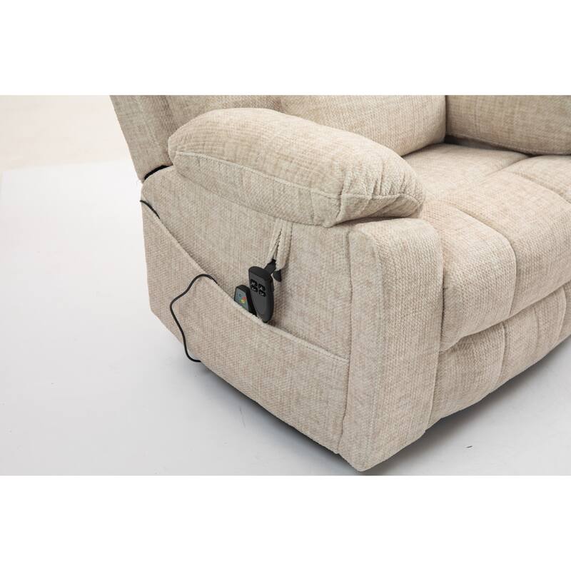 Velvet Oversized Power Lift Recliner Chair, 180° Flat with Massage