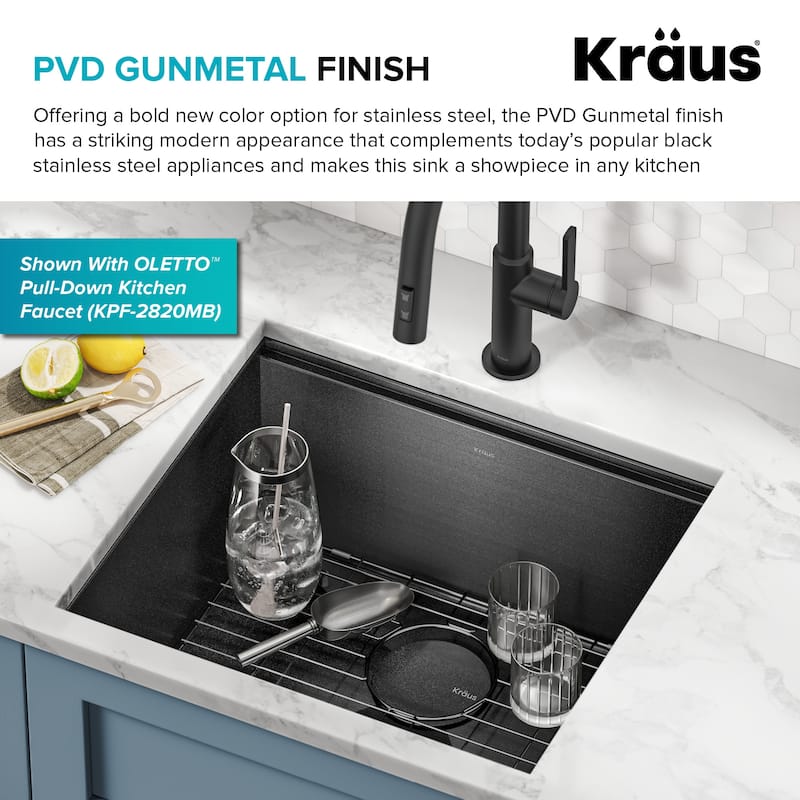 KRAUS Kore Workstation Undermount Stainless Steel Kitchen Sink