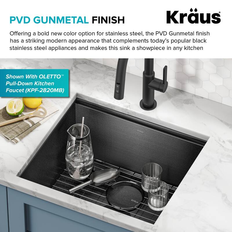KRAUS Kore Workstation Undermount Stainless Steel Kitchen Sink