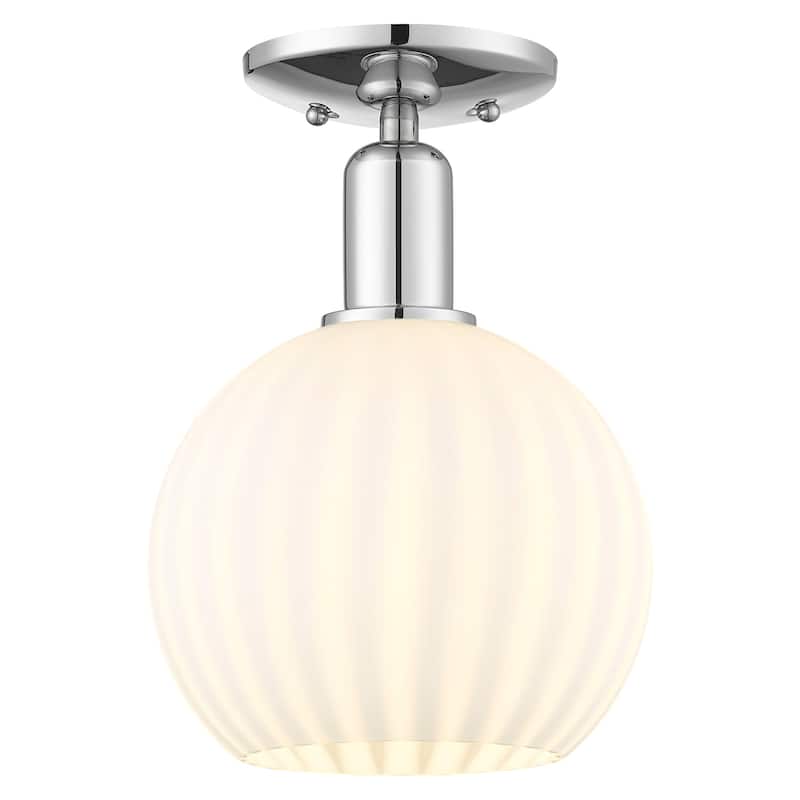Innovations Lighting 716-1C-12-8 White Venetian Semi-Flush White - Polished Chrome / White Venetian