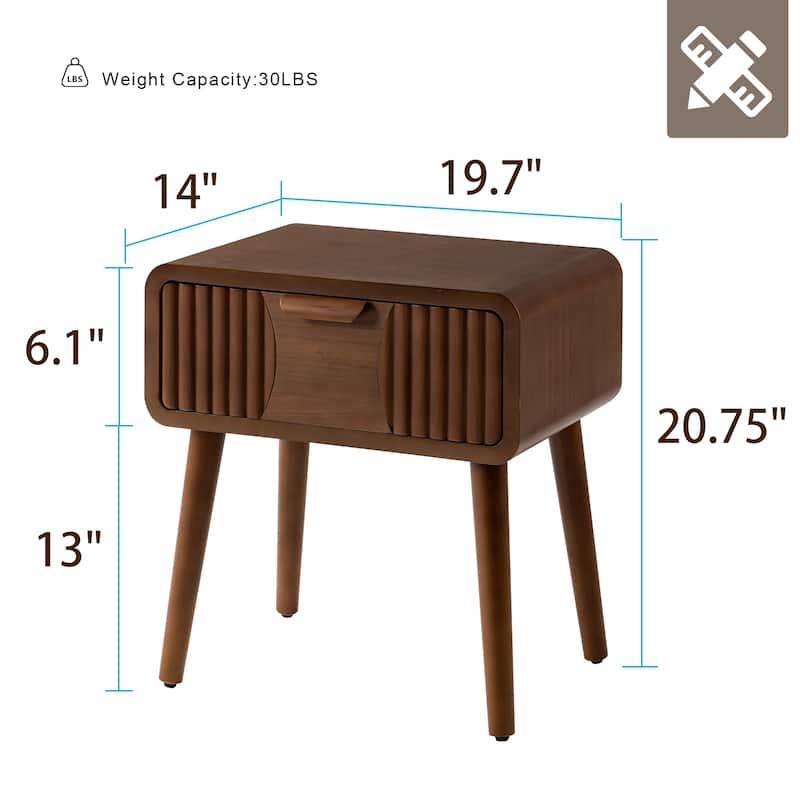 SUNBURY Morden Brown Nightstand with Drawer (Set of 2)