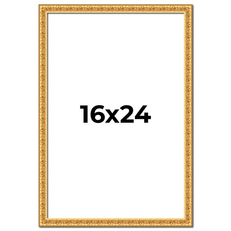 16x24 Frame Gold Real Wood Picture Frame Width 1 inches | Interior