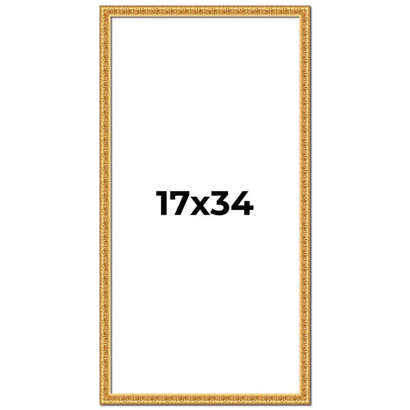 17x34 Frame Gold Real Wood Picture Frame Width 1 inches | Interior