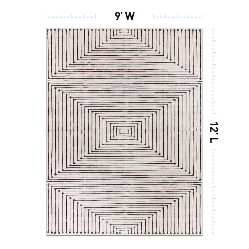 World Rug Gallery Bohemian Stripes Washable Non Slip Area Rug