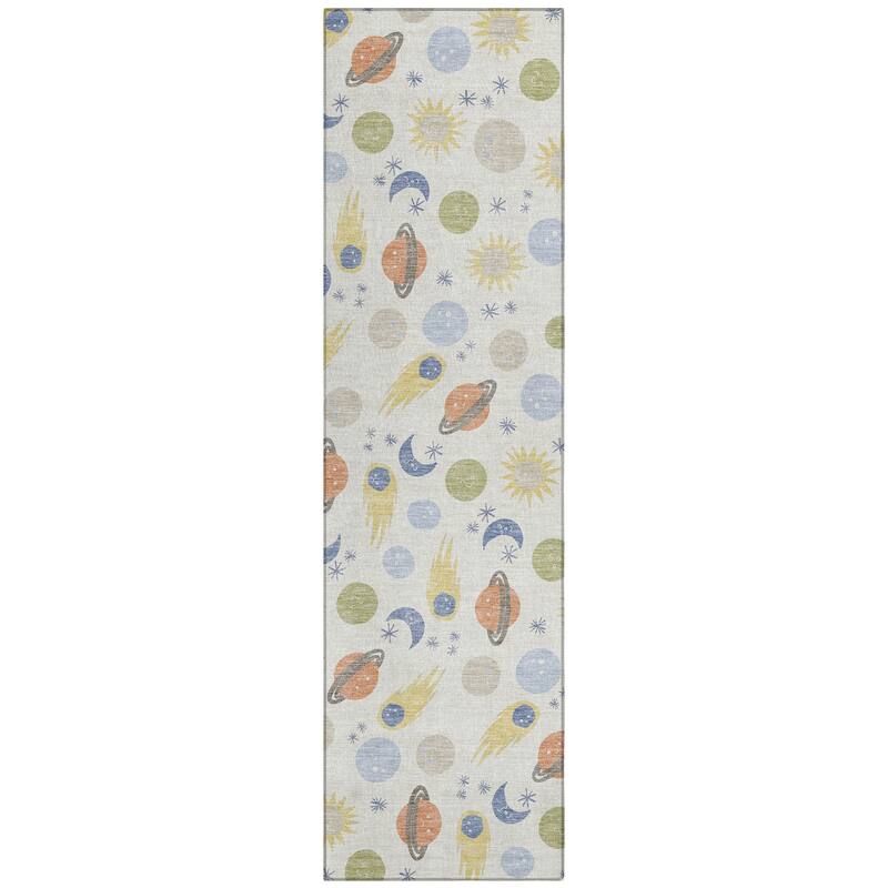 Machine Washable Indoor/ Outdoor Planets Comets Chantille Rug