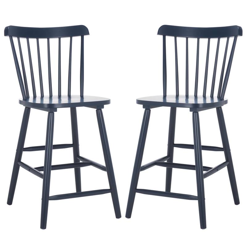 SAFAVIEH Arra 24-inch Spindle Farmhouse Counter Stool (Set of 2) - 19.9" x 20.1" x 43.1" - 20"W x 20"D x 38"H - Navy