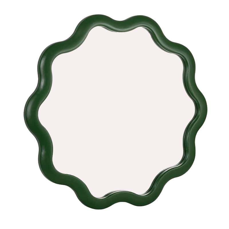 Wavy Reclaimed Wood Wall Mirror - Green