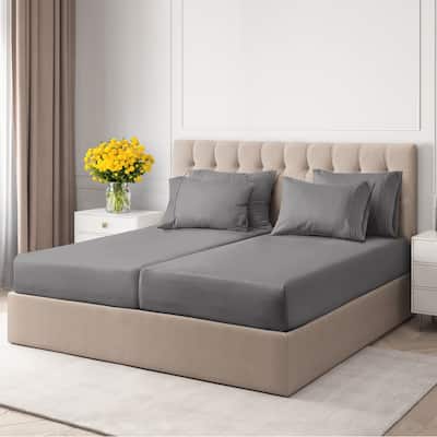 CGK Linens 6 Piece Solid Deep Pockets Microfiber, Easy-Fit Bed Sheet Set