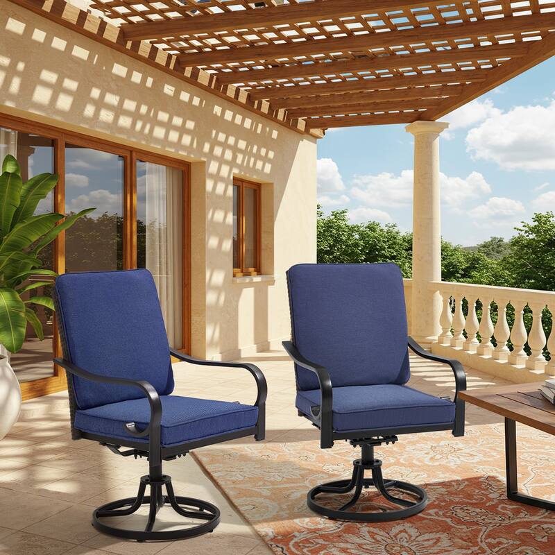 EROMMY Outdoor Swivel Patio Chairs, Heavy Duty Dining Chairs with Thickened Cushions, Wicker Patio Chairs with Gentle Rocker