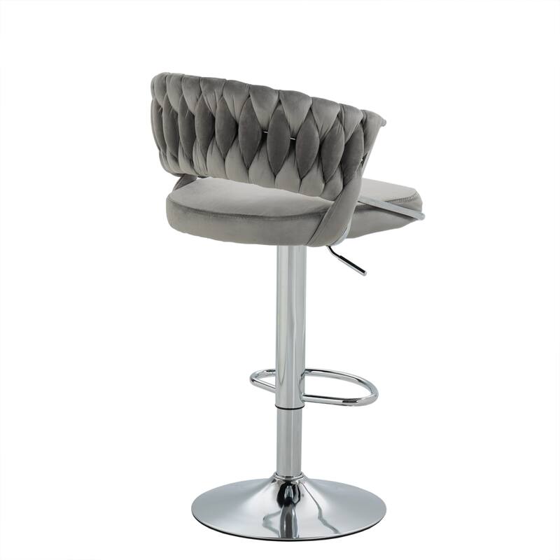 Set of 4 Modern Velvet Adjustable Bar Stools with Backs