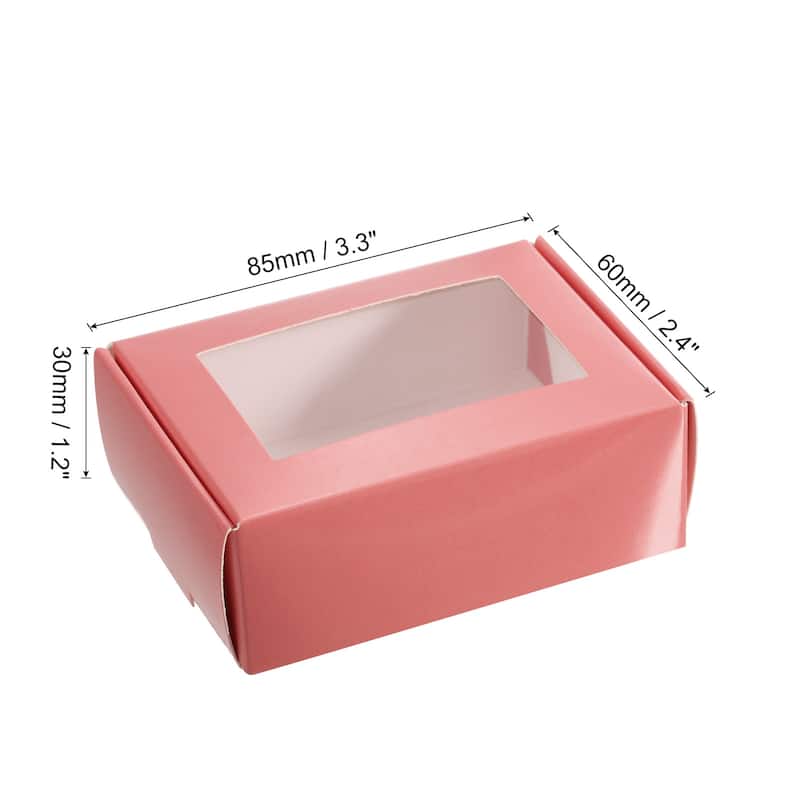 3.5"x2.5"x1" Paper Soap Box with Window, 30 Pack Soap Boxes Rectangle - Pink