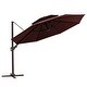 preview thumbnail 31 of 35, Luxury Patio Cantilever Umbrella with Round Double Top