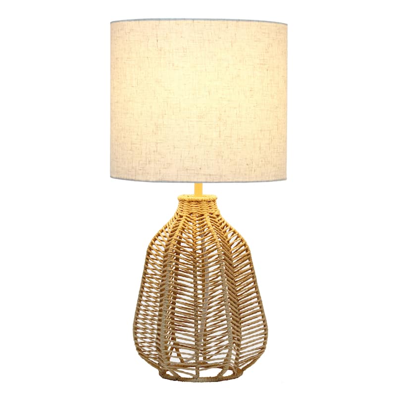 21 in. Coastal Paper Rope Rattan Table Lamp