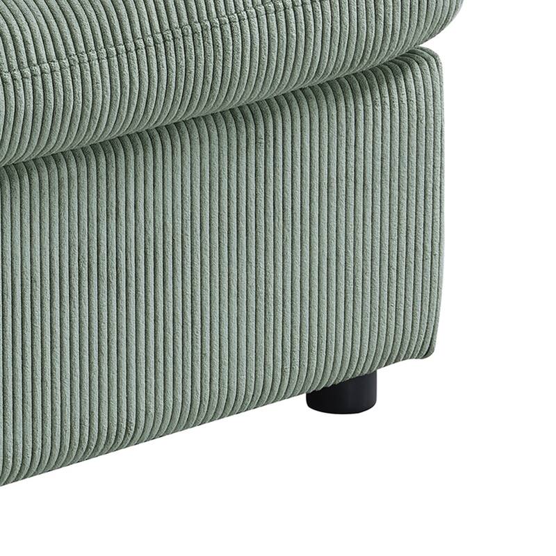 Sage Corduroy Upholstered Modular Piece with Low Legs
