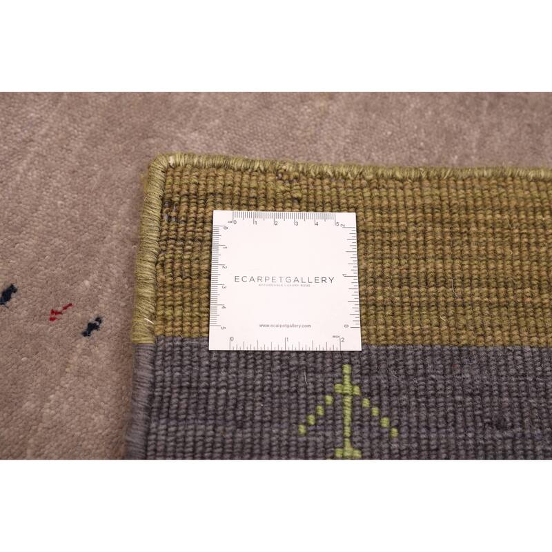 ECARPETGALLERY Hand Loomed Kashkuli Gabbeh Light Grey Wool Rug - 5'2 x 7'0