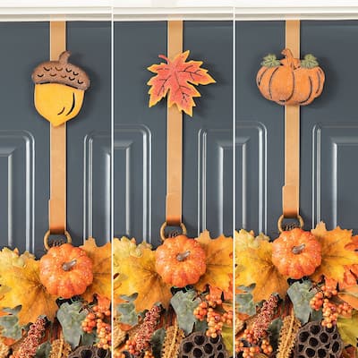 Glitzhome 24"D Fall Pumpkin Sunflower Lotus Floral & Wreath for Thanksgiving