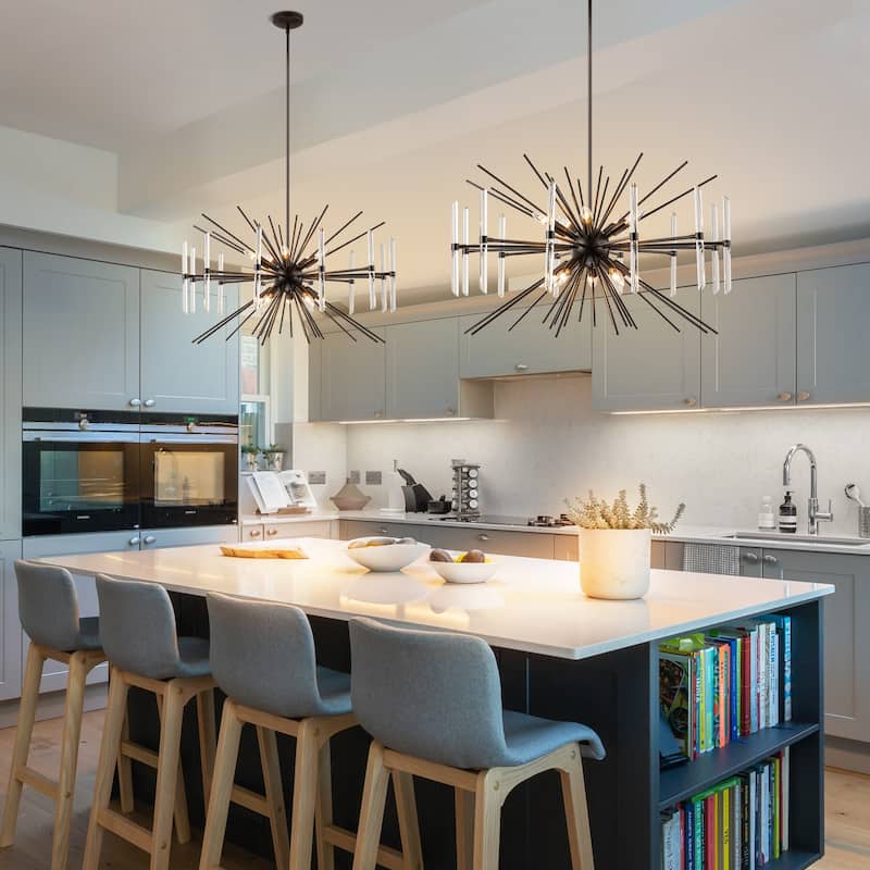 Starsky 10-Light Modern Sputnik Ceiling Light Black Glam Chandelier