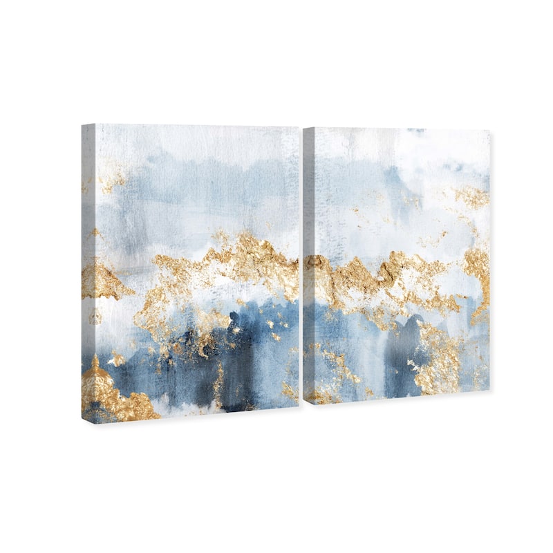 Wynwood Studio Abstract Eight Days a Week DIPTYCH Blue and Modern & Contemporary Wall Art Canvas Print