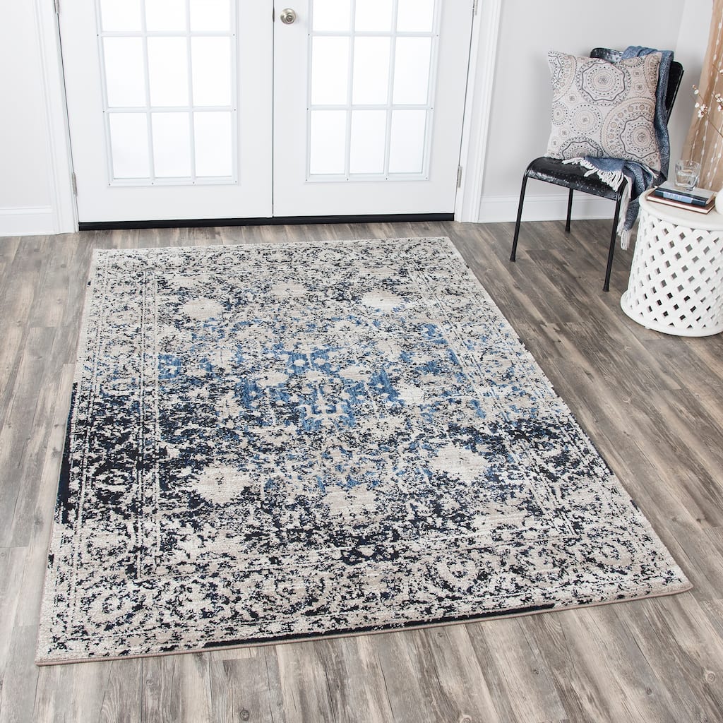 Alora Decor Swagger Beige, Blue, and Black Persian-style Rug