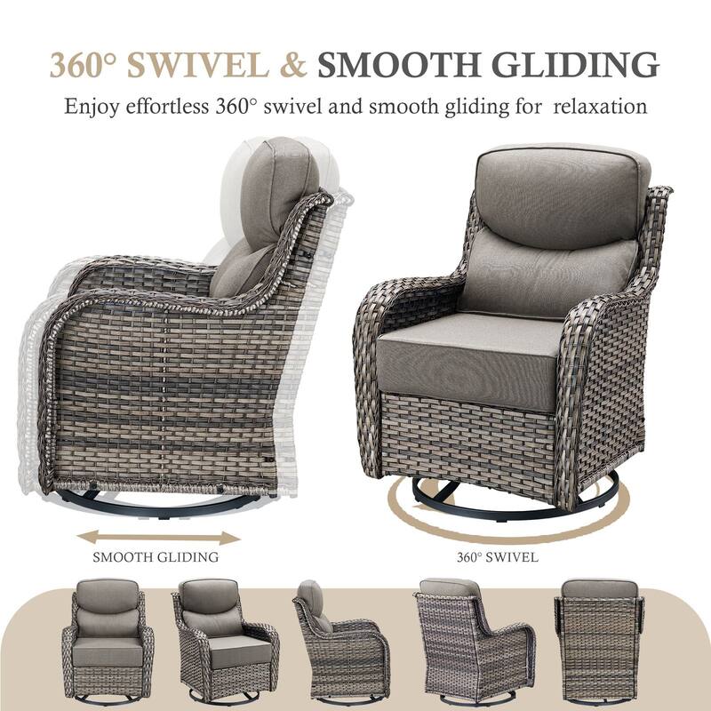 Arcadia 6-Piece PE Wicker Patio Seating Set with Durable All-Iron Fire Pit and 6-Inch Cushions