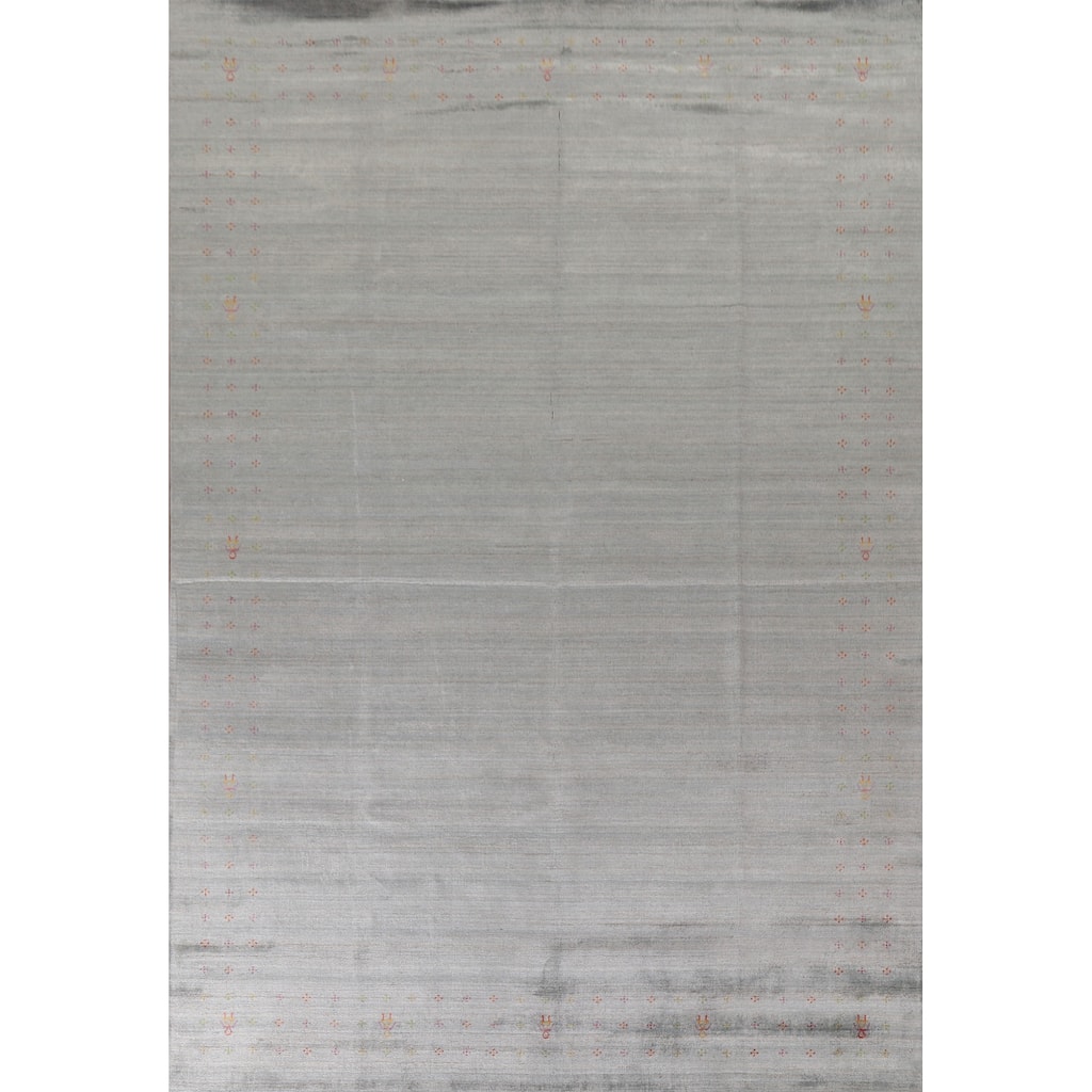 Grey Gabbeh Area Rug Handmade Wool Carpet - 8'11"x 11'9"