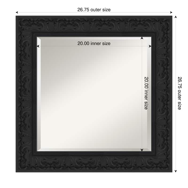 Luxe Beveled Framed Wall Mirror - 27 x 27 in - Luxe Black