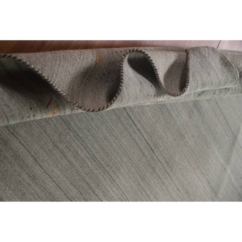 Grey Tribal Gabbeh Indian Area Rug Hand-Knotted Wool Carpet - 8'3"x 9'9"