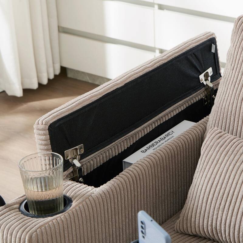 Corduroy Sofa Bed with USB Port