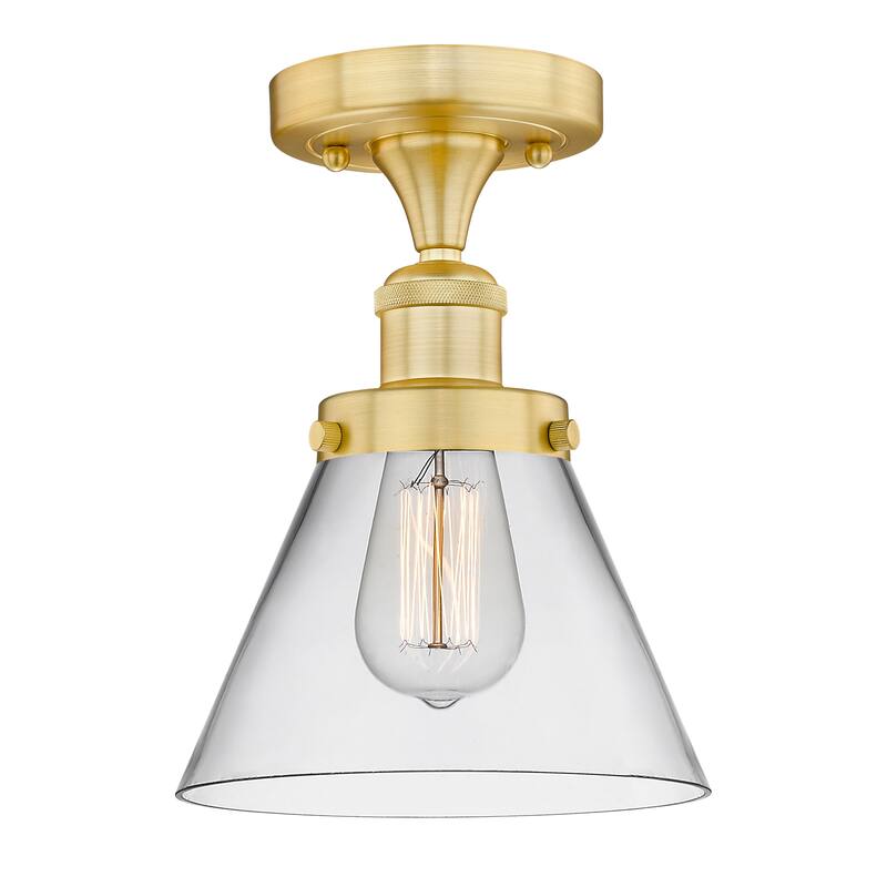 Innovations Lighting Edison Large Cone - 1 Light 7" Semi-Flush Mount - Clear/Satin Gold
