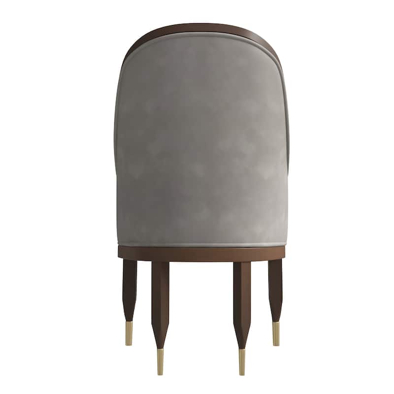 Leather Dining Chair with Arms with Rubberwood Frame Belle Series by LeisureMod