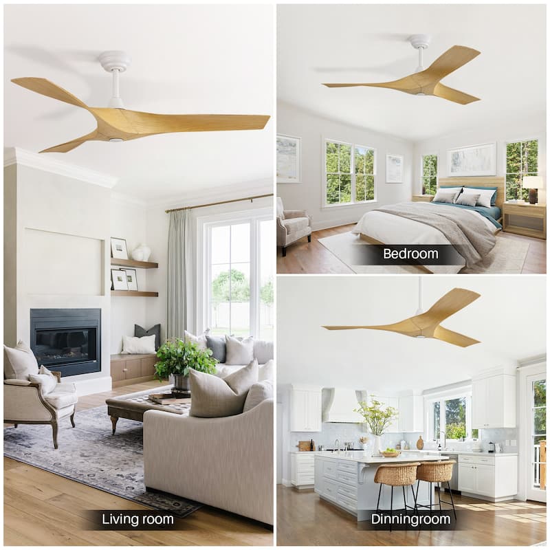 Sofucor 52Inch Ceiling Fan without Light, 6 Wind Speeds with Remote Control for Living Room and Patio