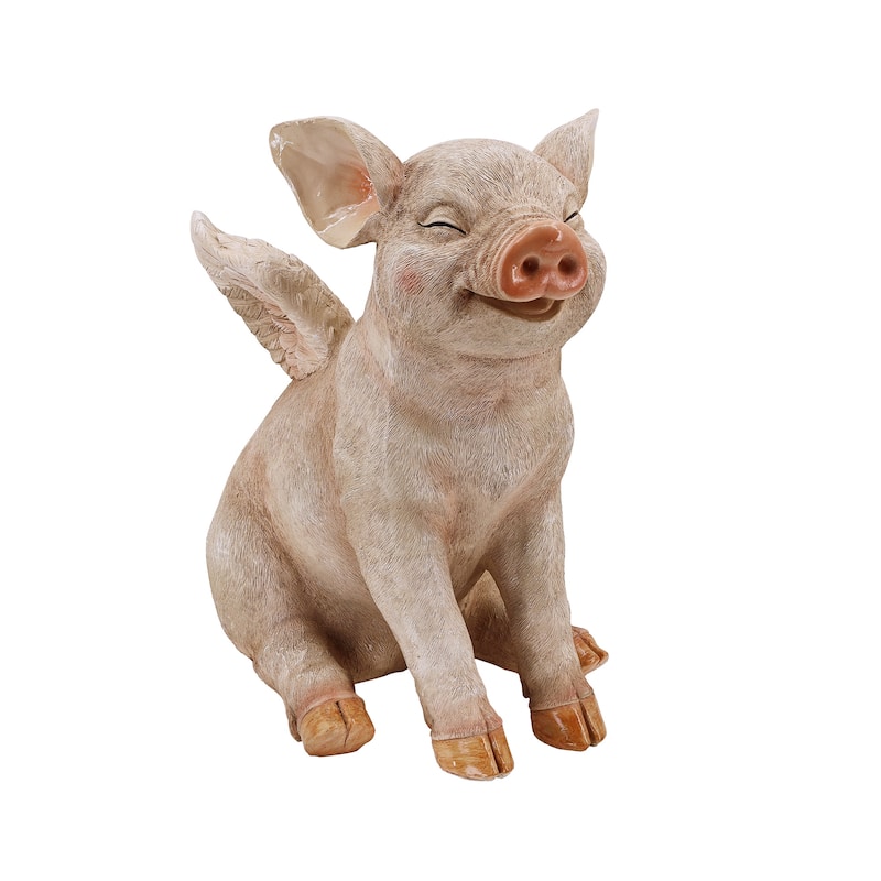 16.65" H Smiling Pig W/Wings Sitting