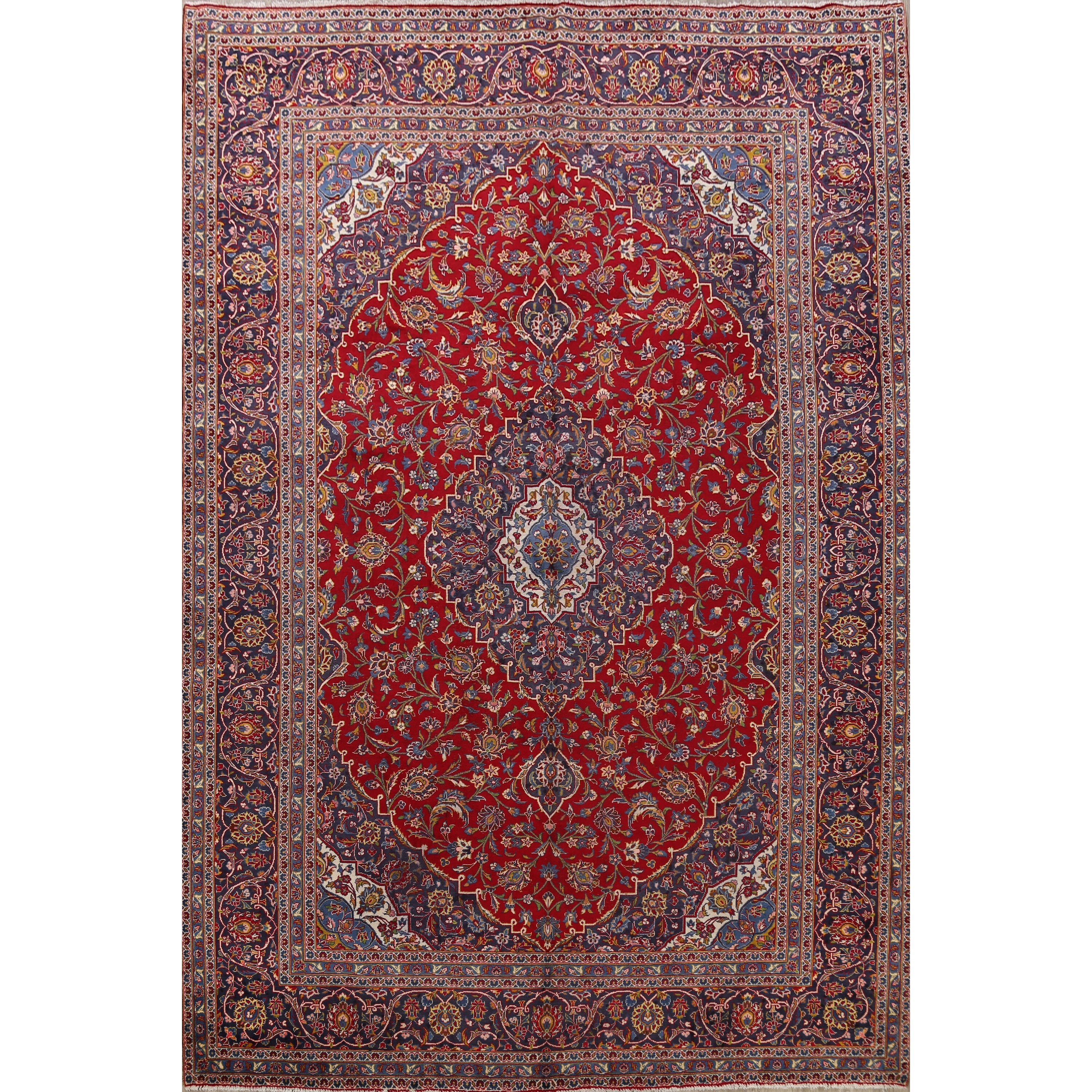 Shop Floral Kashan Persian Wool Area Rug Hand Knotted Living Room Carpet 9 8 X 12 8 On Sale Overstock 31643363