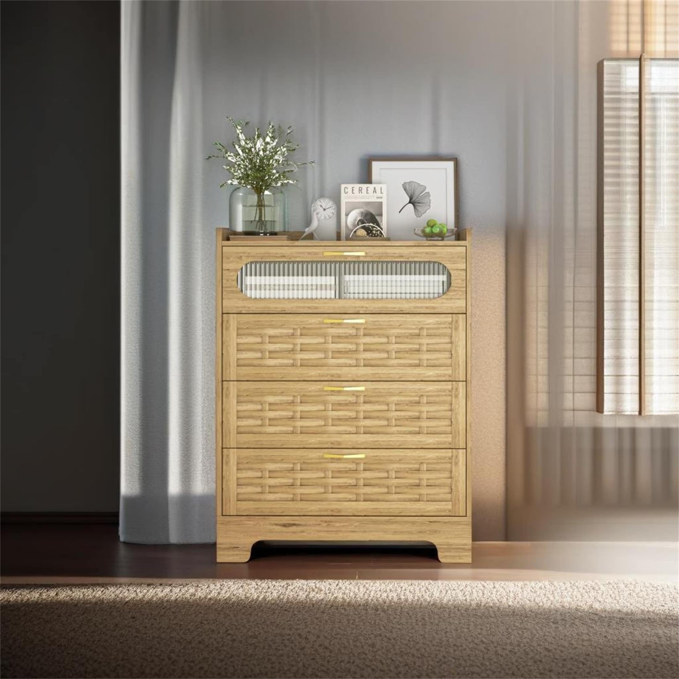 Wood 4 Drawer Dresser