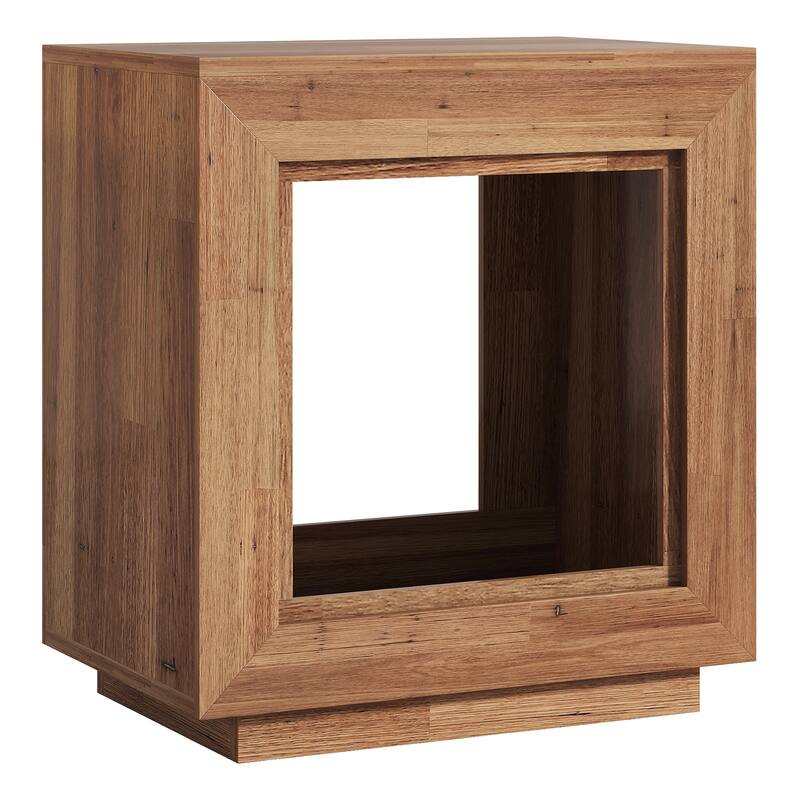 24" Rustic 2-Tier End Table, Side Table with Storage Shelf, Sofa Nightstand for Living Room, Bedroom, Entryway