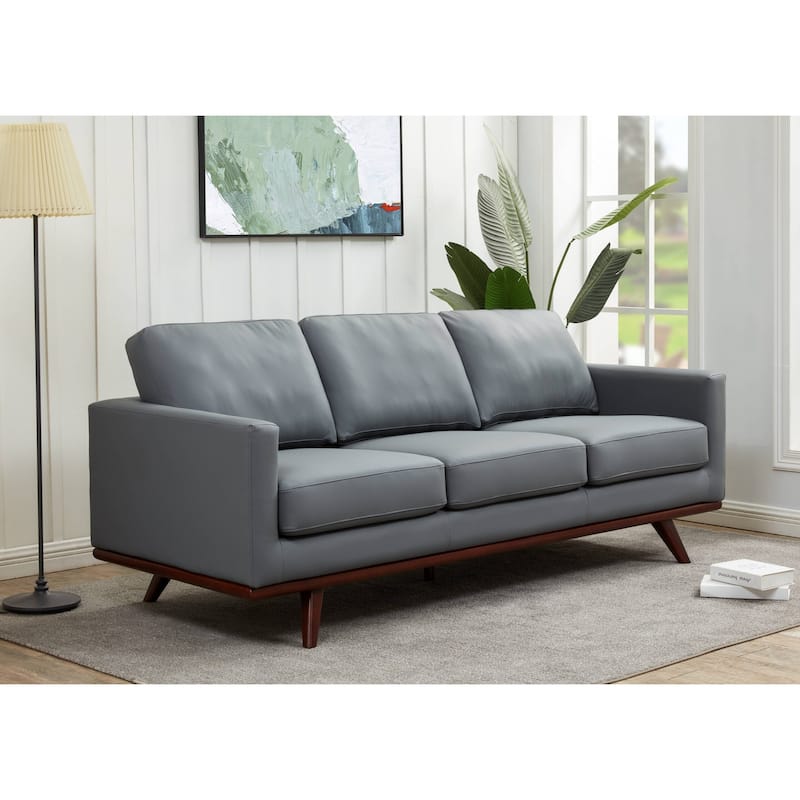 Chester Modern 3 Seater Sofa Couch in Leather or Mesh Upholstery With Birch Wood Base for Living Room Bedroom and Office - 83"