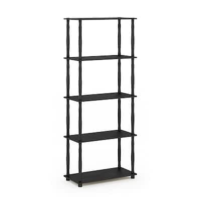 5 Tiers Wood Household Shelving Unit in Americano/Black (23.6 in. W x 57.4 in. H x 11.6 in. D) - 23.6