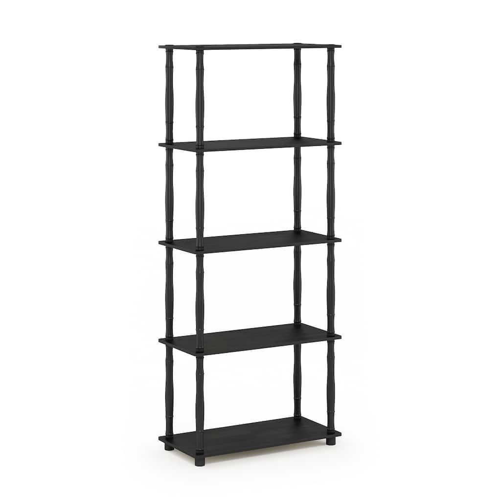5 Tiers Wood Household Shelving Unit in Americano/Black (23.6 in. W x 57.4 in. H x 11.6 in. D) - 23.6