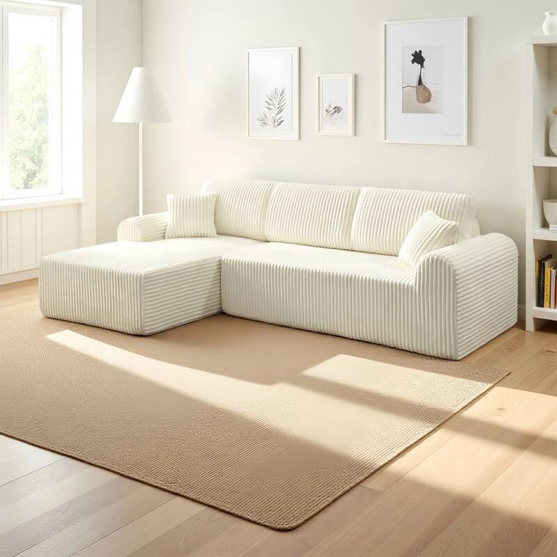 109" Cloud Sectional Sofa with Chaise, No Assembly Required - White - Right Facing