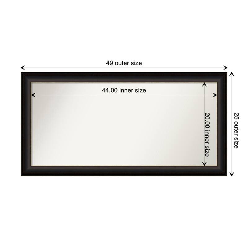 Trio Oil Rubbed Bronze Framed Non-Beveled Custom Wall Mirror, Bathroom Vanity Mirror - Outer Size: 48.5 x 24.5
