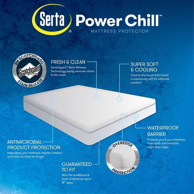 Serta Power Chill Mattress Protector - White
