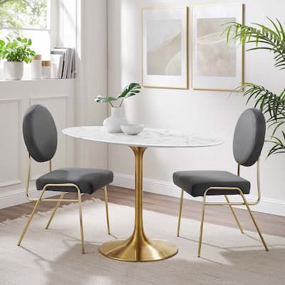 48" Oval Artificial Marble Dining Table