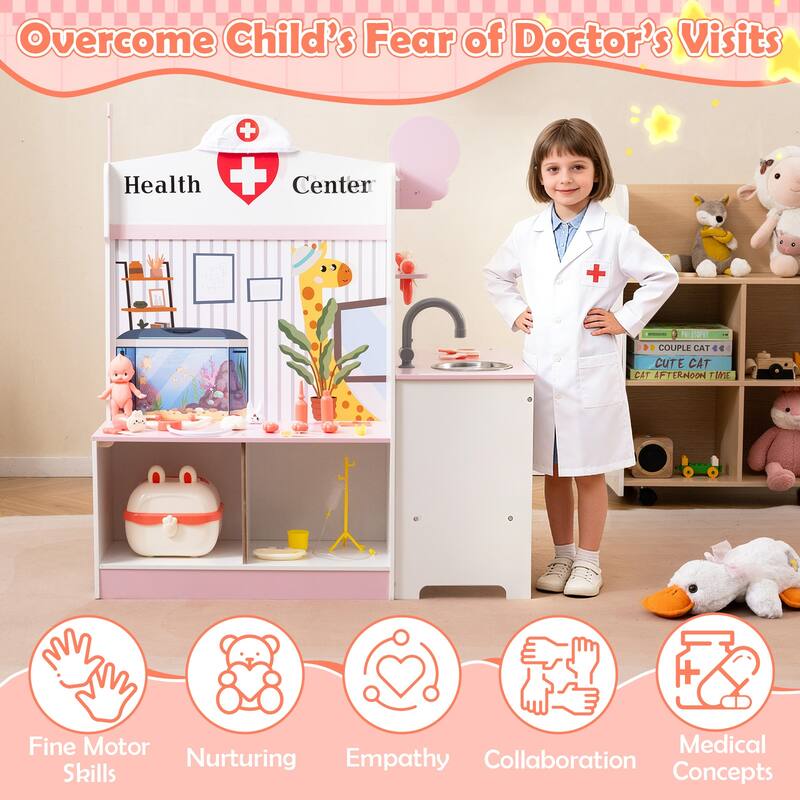 Gymax Kids Doctor Play Set w/Faucet Sink ECG Monitor Body Parts