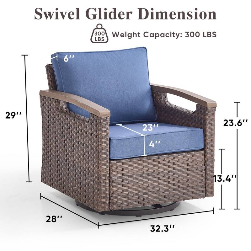 Pocassy Outdoor Patio Sofa Chair Ottoman Table Furniture Set