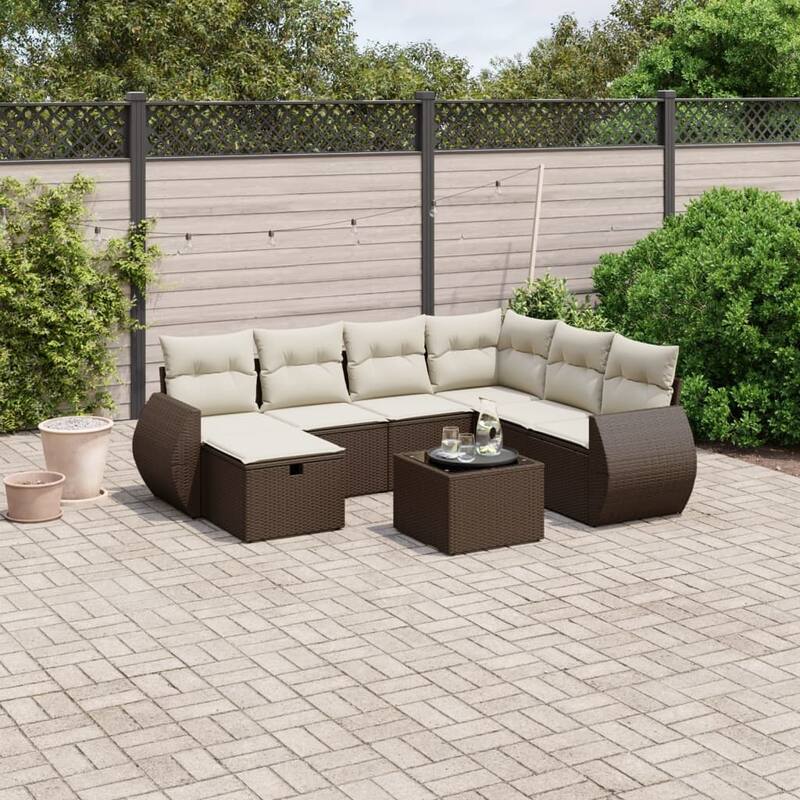 vidaXL Garden Sofa Set - Brown and cream Large With table