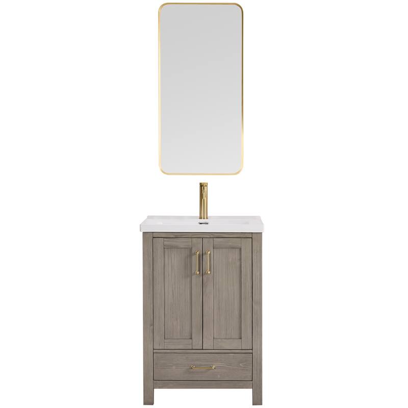 Gela Single Bath Vanity with Ceramic Basin Top and Mirror