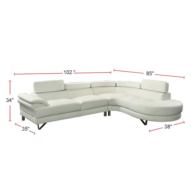 Faux Leather 2 Piece Sectional Sofa