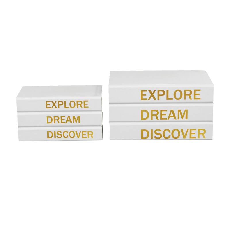 Black or White Canvas Box with White or Gold Explore, Dream, Discover Text (Set of 2)